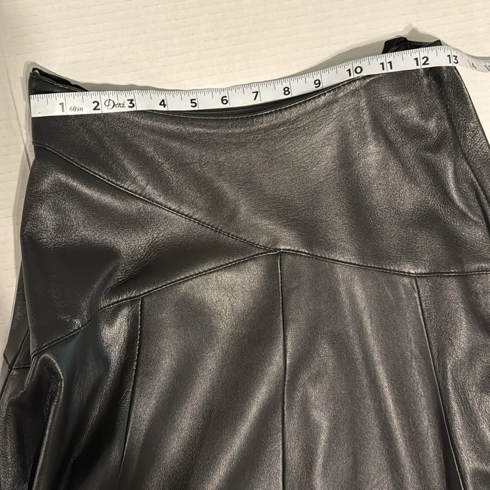 Gingette Leather Vintage Black Soft Maxi Lined Zip Genuine Skirt Israel 26” - Picture 8 of 16